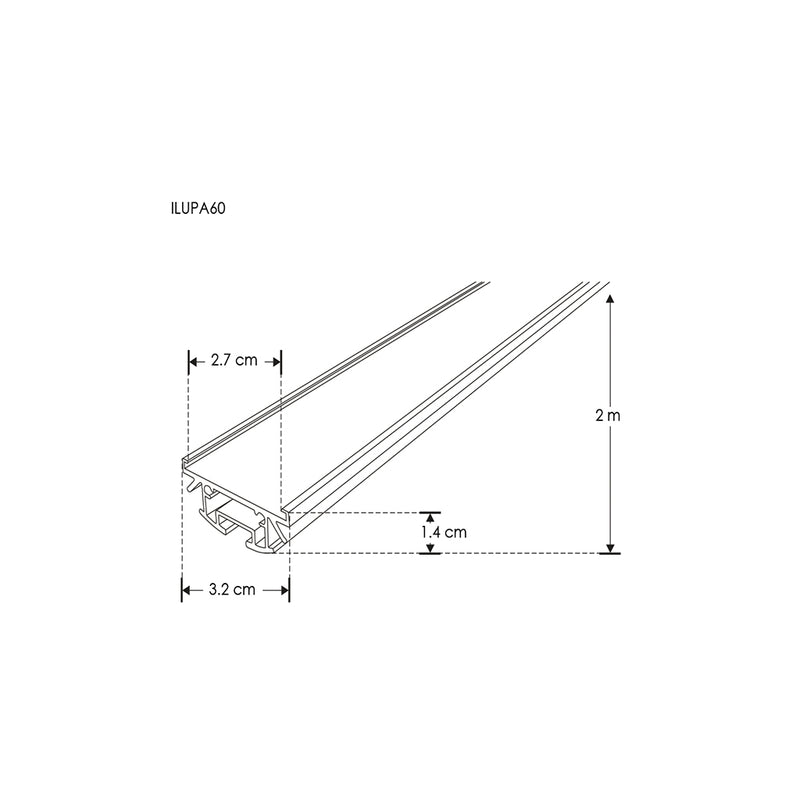 Kit perfil aluminio suspender con difusor cilíndrico ILUPA60KIT. - L:2m Ø:6cm- para tira LED, incluye tapas laterales y kit de suspensión de iLumileds