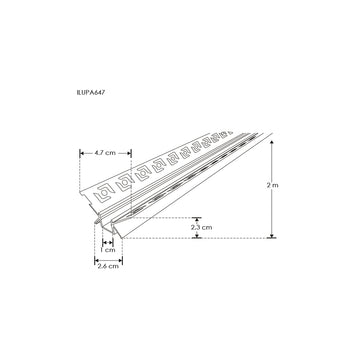 Kit de perfil de aluminio esquinero trimless ILUPA647KIT. - L:2m A:1cm Al:2.3cm- para tira LED, incluye 2 tapas laterales de iLumileds