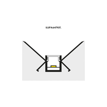 Kit de perfil de aluminio esquinero trimless ILUPA647KIT. - L:2m A:1cm Al:2.3cm- para tira LED, incluye 2 tapas laterales de iLumileds