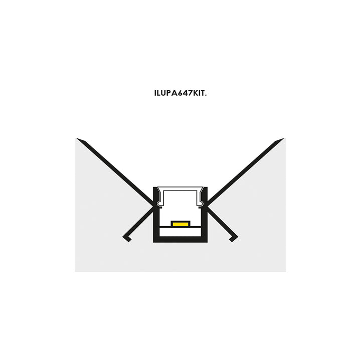 Kit de perfil de aluminio esquinero trimless ILUPA647KIT. - L:2m A:1cm Al:2.3cm- para tira LED, incluye 2 tapas laterales de iLumileds