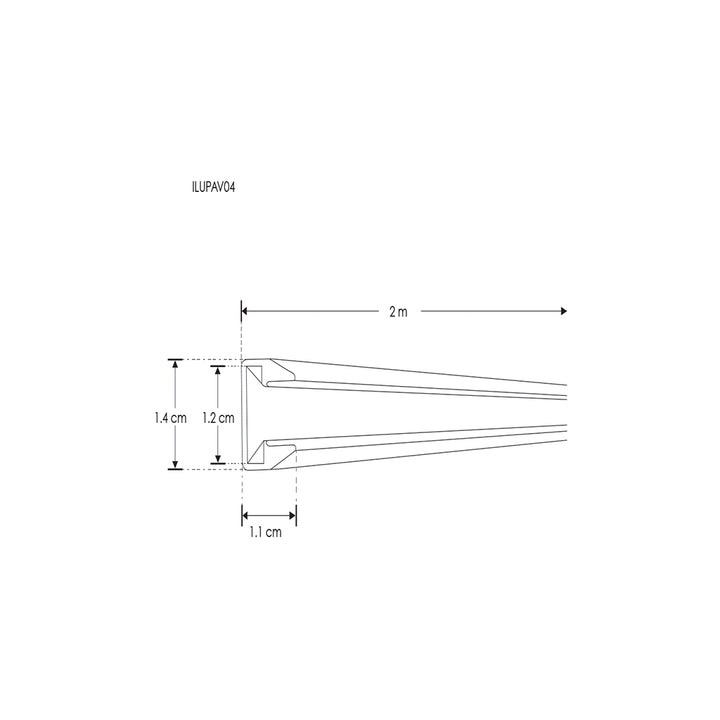 Kit perfil aluminio ILUPAV04 base para repisas iluminadas cristal templado 8mm (cristal no incluido) -L:2m A:1.4cm Al:1.1cm- de iLumileds