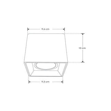Downlight rectangular sobreponer para lámparas MR16, incluye base GU5.3 de iLumileds
