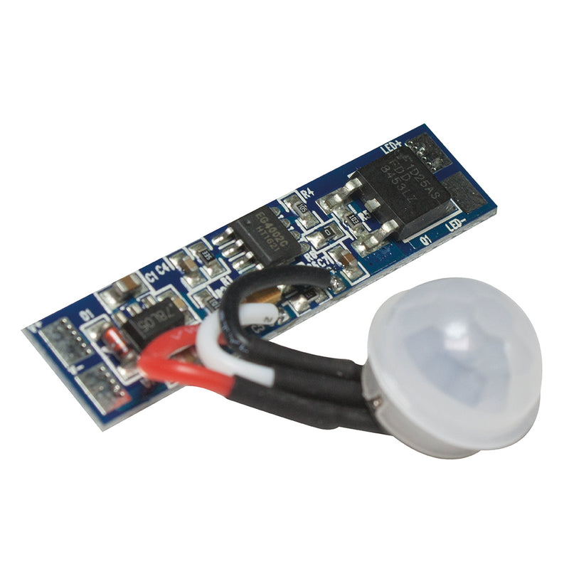 Sensor PIR ON-OFF para tira LED conecta hasta 72W/12Vcc - 144W/24Vcc, PCB incluye sensor con cable de iLumileds