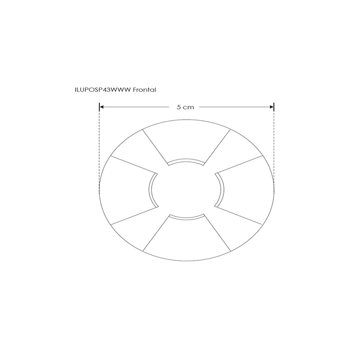 Luminario circular 4 salidas simétricas para empotrar en piso o pared 3W 3000K incluye housing de iLumileds