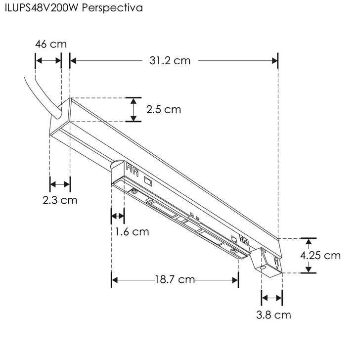 Fuente de alimentación 48Vcc, carga máxima 160W para riel magnético de iLumileds