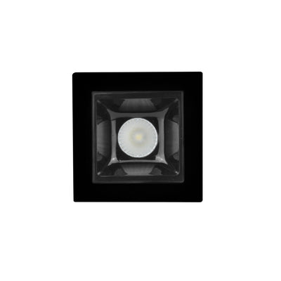 Downlight Cuadrado Puntual un cuerpo óptico 2W fabricado en aluminio con marco negro y reflector negro CRI:90, con opciones de ópticas en 24° / 36° y color de luz de iLumileds