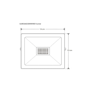 Reflector LED plano 30W 120° fabricado en aluminio y color de luz de iLumileds