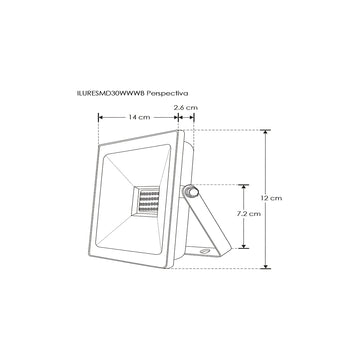 Reflector LED plano 30W 120° fabricado en aluminio y color de luz de iLumileds
