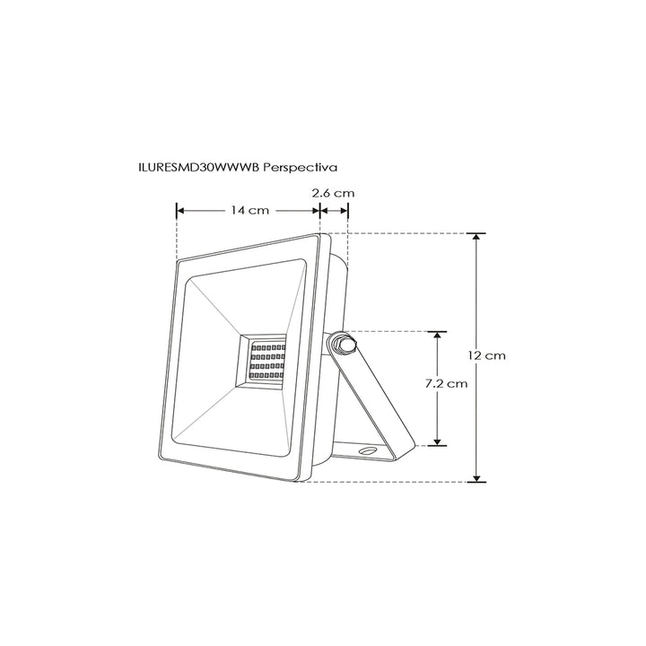 Reflector LED plano 30W 120° fabricado en aluminio y color de luz de iLumileds