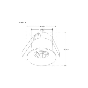 Mini Downlight LED 3W óptica 35° Neutro Cálido (3000K) de iLumileds
