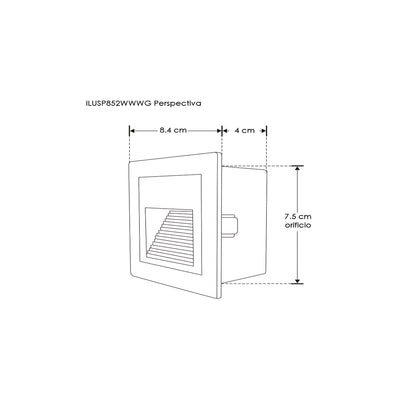 Luminario de aluminio para empotrar en muro 2W Color de luz Neutro Cálido (3000K), incluye housing de iLumileds