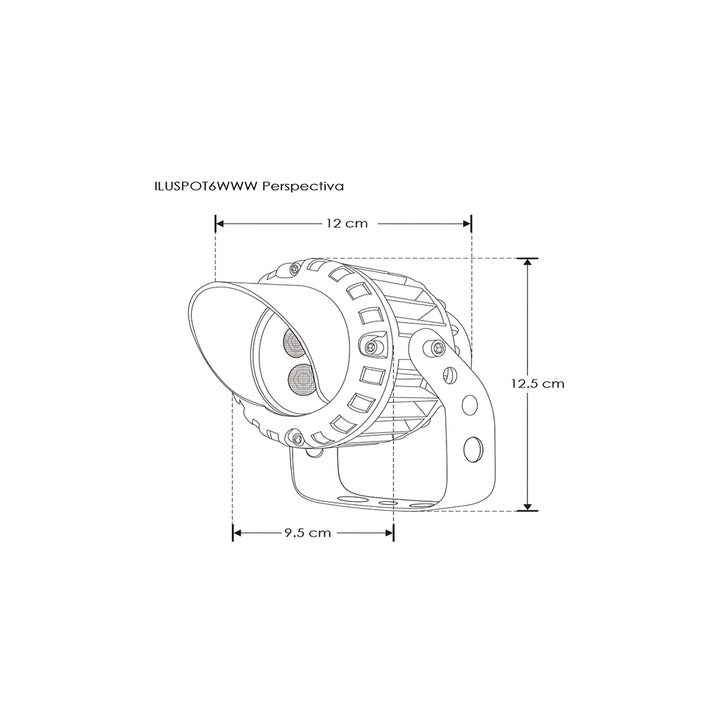Reflector sobreponer spot con viescera 6W color de luz Neutro Cálido (3000K) óptica de 30°, 85-265V ca, IP65 con iLumileds