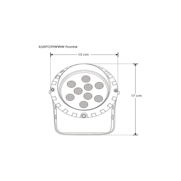 Reflector sobreponer spot con viescera 9W color de luz Neutro Cálido (3000K) óptica de 30°, 85-265Vca, IP65 con iLumileds