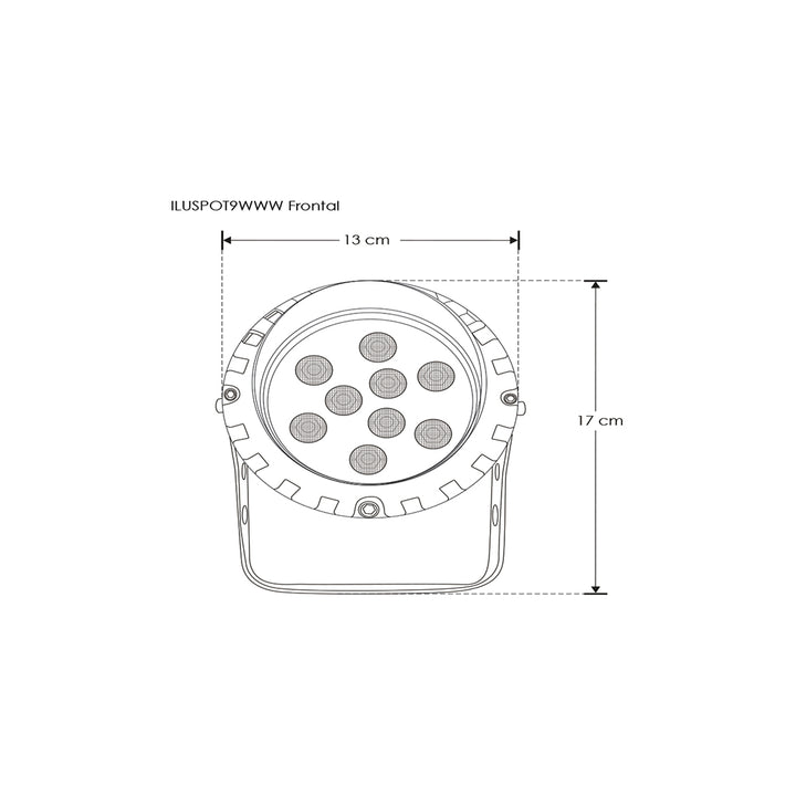 Reflector sobreponer spot con viescera 9W color de luz Neutro Cálido (3000K) óptica de 30°, 85-265Vca, IP65 con iLumileds