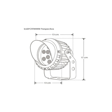 Reflector sobreponer spot con viescera 9W color de luz Neutro Cálido (3000K) óptica de 30°, 85-265Vca, IP65 con iLumileds