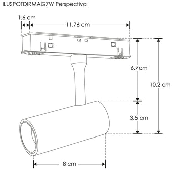 Proyector dirigible 7W 24° 3000K 48Vcc para riel magnético de iLumileds