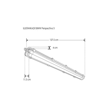 Luminario tipo stanka a prueba de vapor fabricado en policarbonato y ABS con 2 tubos LED T8 de 18W cada uno 100-265V de iLumileds