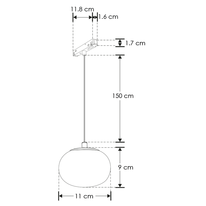 Luminario magnético esfera de cristal para suspender 6W 120°, CRI:90 48Vcc luz neutro cálido, suspensión ajustable de iLumileds