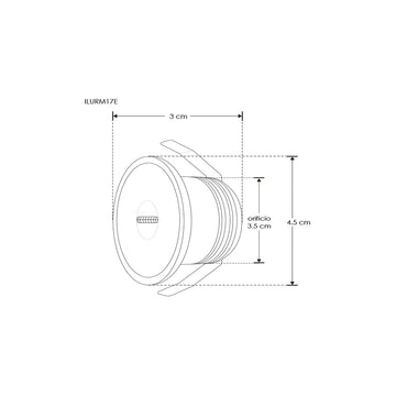 Luminario circular de cortesía con ovalo estrecho de luz para empotrar en muro 2.5W luz cálida (3000K) de iLumileds