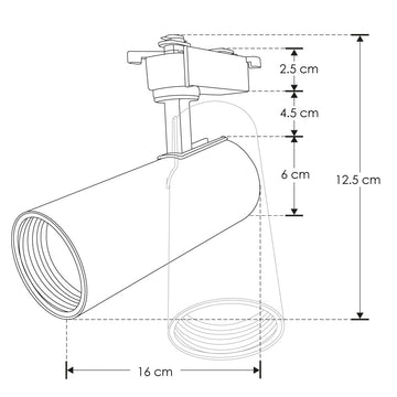 Proyector para riel 12W 35° acabados negro o blanco, luz Neutro Cálido o Neutro 85-265V de iLumileds
