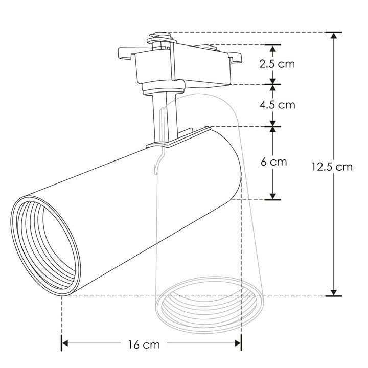 Proyector para riel 12W 35° acabados negro o blanco, luz Neutro Cálido o Neutro 85-265V de iLumileds