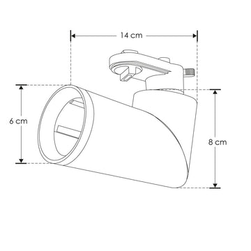 Proyector cilíndrico ajustable para riel eléctrificado, para MR16 GU10 acabado negro o blanco de iLumileds