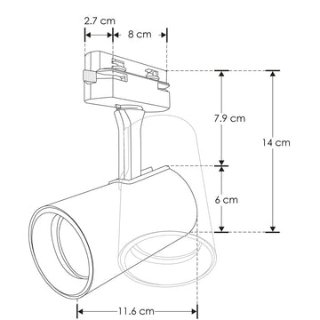 Proyector para riel eléctrificado opción acabado negro o blanco, para MR16 GU10 (no incluido) de iLumileds