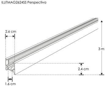 Riel magnético negro para sobreponer o suspender de 3m incluye cubierta negra y kit de 2 tapas de iLumileds