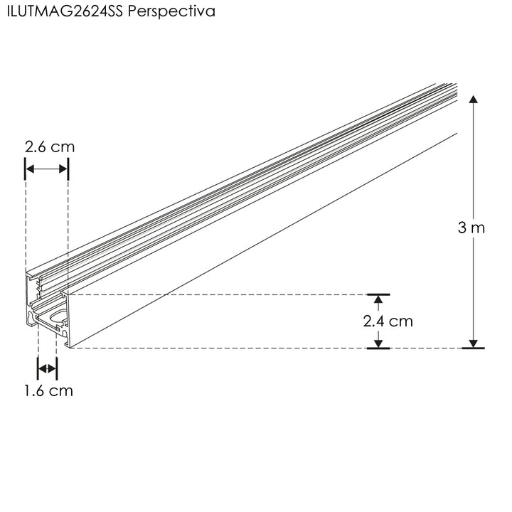 Riel magnético negro para sobreponer o suspender de 3m incluye cubierta negra y kit de 2 tapas de iLumileds