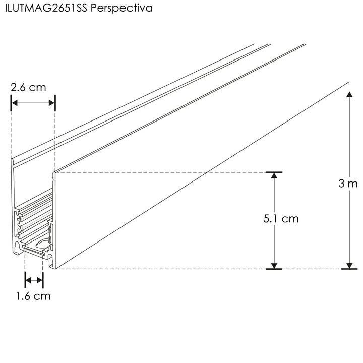 Riel magnético negro profundo para sobreponer o suspender de 3m incluye cubierta negra y kit de 2 tapas de iLumileds