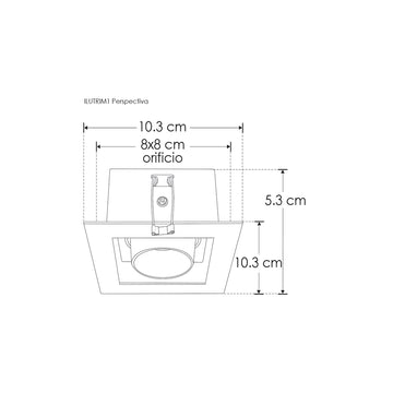 Downlight un cabezal cuadrado con bafle cónico marco blanco mate / interior negro para lámparas MR16, incluye conector GU5.3 de iLumileds