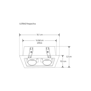 Downlight doble cabezal con bafle cónico marco blanco mate / interior negro para lámparas MR16, incluye base GU5.3 de iLumileds