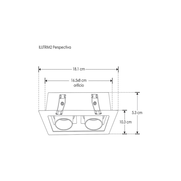 Downlight doble cabezal con bafle cónico marco blanco mate / interior negro para lámparas MR16, incluye base GU5.3 de iLumileds