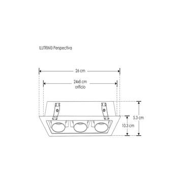 Downlight triple cabezal con bafle cónico marco blanco mate / interior negro para lámparas MR16, incluye conector GU5.3 de iLumileds