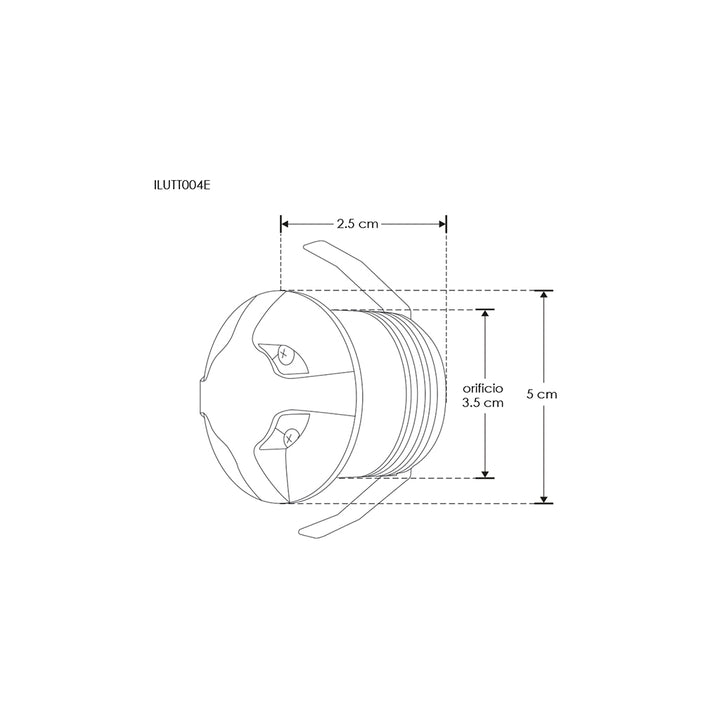 Luminario circular de cortesía cuatro salidas de luz para empotrar en muro 2.5W luz cálida (3000K) de iLumileds