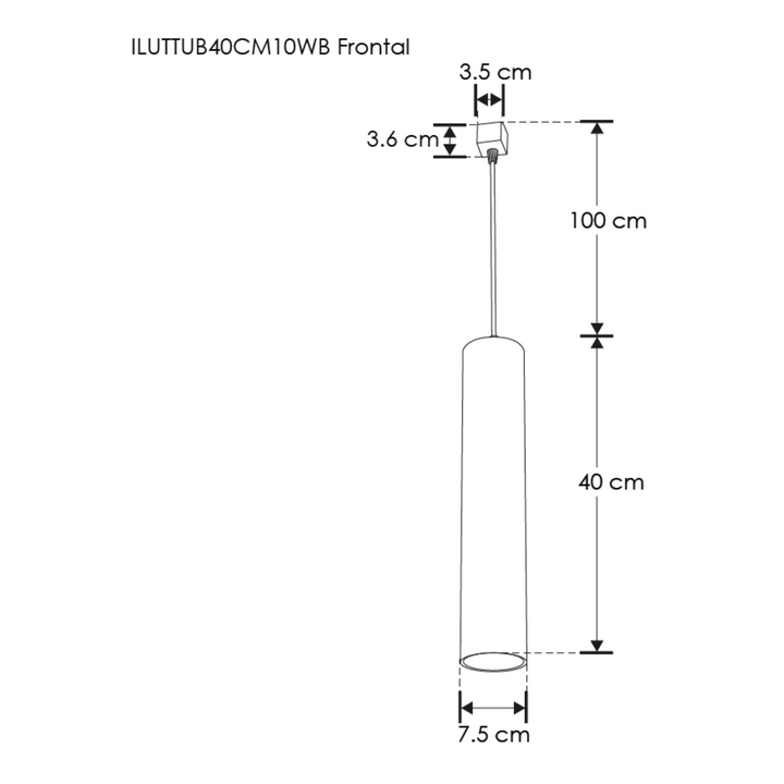 Luminario cilíndrico 10W 30° acabado negro luz cálida 3000K para riel eléctrico de iLumileds