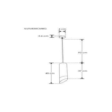 Luminario Hidra tubular 40cm para suspender acabado ext negro / int dorado para lámpara MR16 GU10 (no incluida) de iLumileds