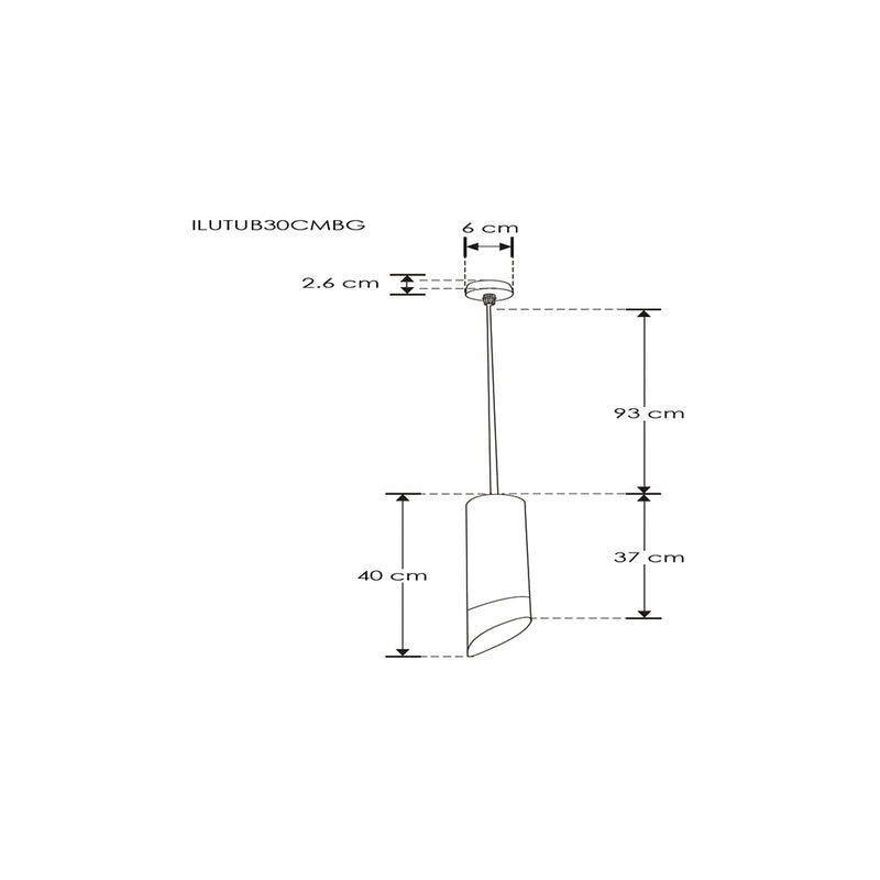 Luminario tubular 40cm para suspender acabado ext negro / int dorado para lámpara MR16 GU10 (no incluida) de iLumileds