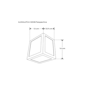Luminario rectangular volumétrico con salida simétrica de luz para muro 12W luz cálida de iLumileds