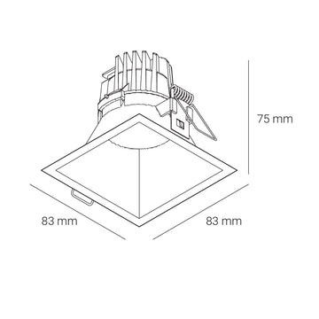 Downlight cuadrado de bajo deslumbramiento 5.8W opciones color de luz neutro cálido y neutro, apto para zonas húmedas de Normalit