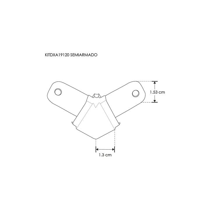 Kit de conector de metal, ángulo de 120° vista inferior para perfil DXA19 incluye conector de mica difusa, protector de cable negro y set de tornillos de iLumileds