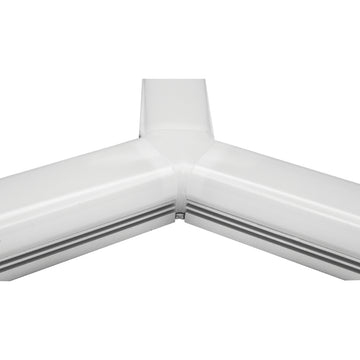 Kit de conector de metal, en Y vista inferior para perfil DXA19 incluye conector de mica difusa, protector de cable negro y set de tornillos de iLumileds (No se vende individual)