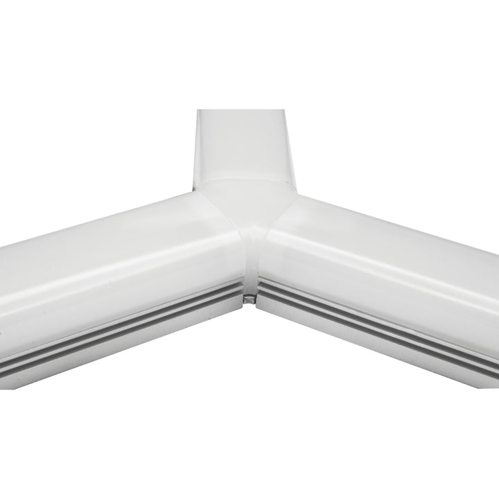 Kit de conector de metal, en Y vista inferior para perfil DXA19 incluye conector de mica difusa, protector de cable negro y set de tornillos de iLumileds (No se vende individual)