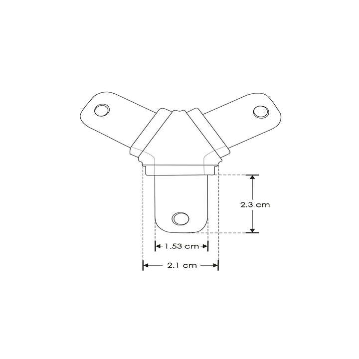 Kit de conector de metal, en Y vista inferior para perfil DXA19 incluye conector de mica difusa, protector de cable negro y set de tornillos de iLumileds (No se vende individual)