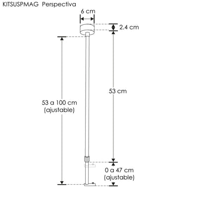 Kit de suspensión para riel magnético de barra ajustable de 0.5m a 1m de largo incluye accesorios de instalación de iLumileds