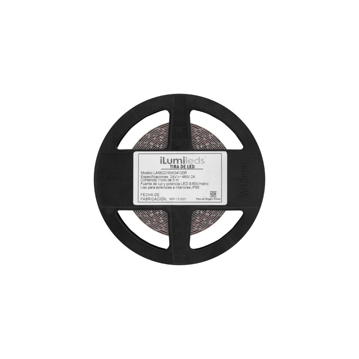 Tira LED IP66 19.2W/m 24V CRI:90 con 240 chips/m rollo 5m opción de tonos de luz, con auto adhesivo de iLumileds