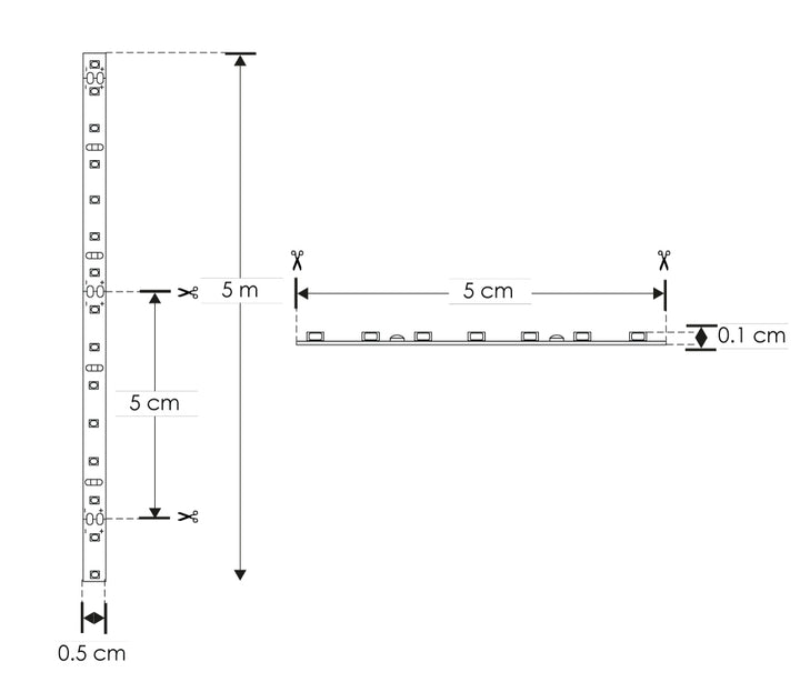Tira LED IP66 9.6W/m 24V CRI:90 con 120 chips/m rollo 5m 3000K, con auto adhesivo de iLumileds