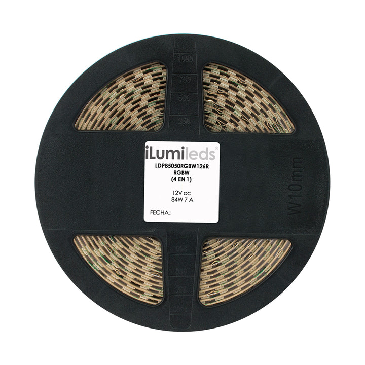 Tira LED RGB 19.2W/m 24V con 120 chips/m 4040 para interiores, rollo 5m, con auto adhesivo de iLumileds