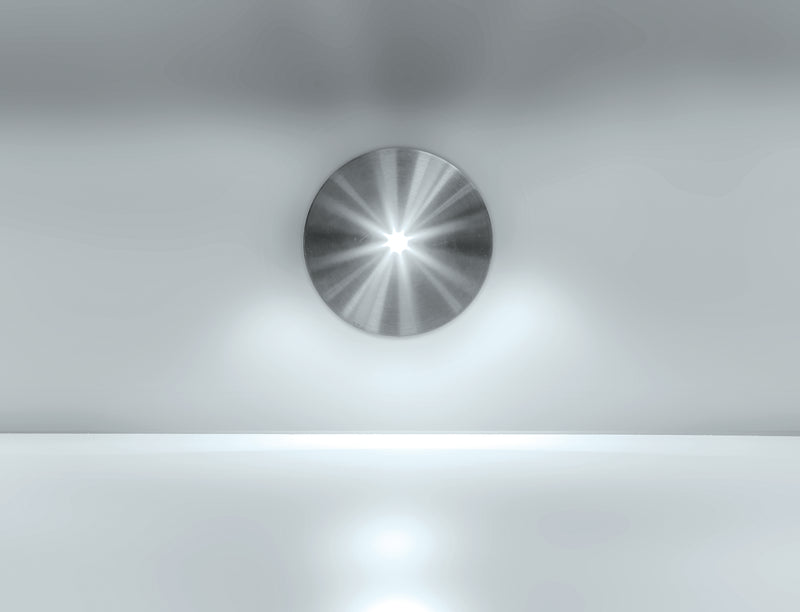 Luminario circular de cortesia LED acabado alumino anodizado para empotrar en muro 1W Color de luz blanco cálido (3000K) 100-240V de iLumileds