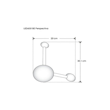 Luminario triple esfera con dos salidas de luz indirecta simétrica para muro 6W 3000K de iLumileds